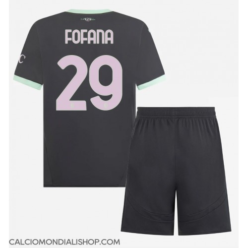 Maglie da calcio AC Milan Youssouf Fofana #29 Terza Maglia Bambino 2024-25 Manica Corta (+ Pantaloni corti)